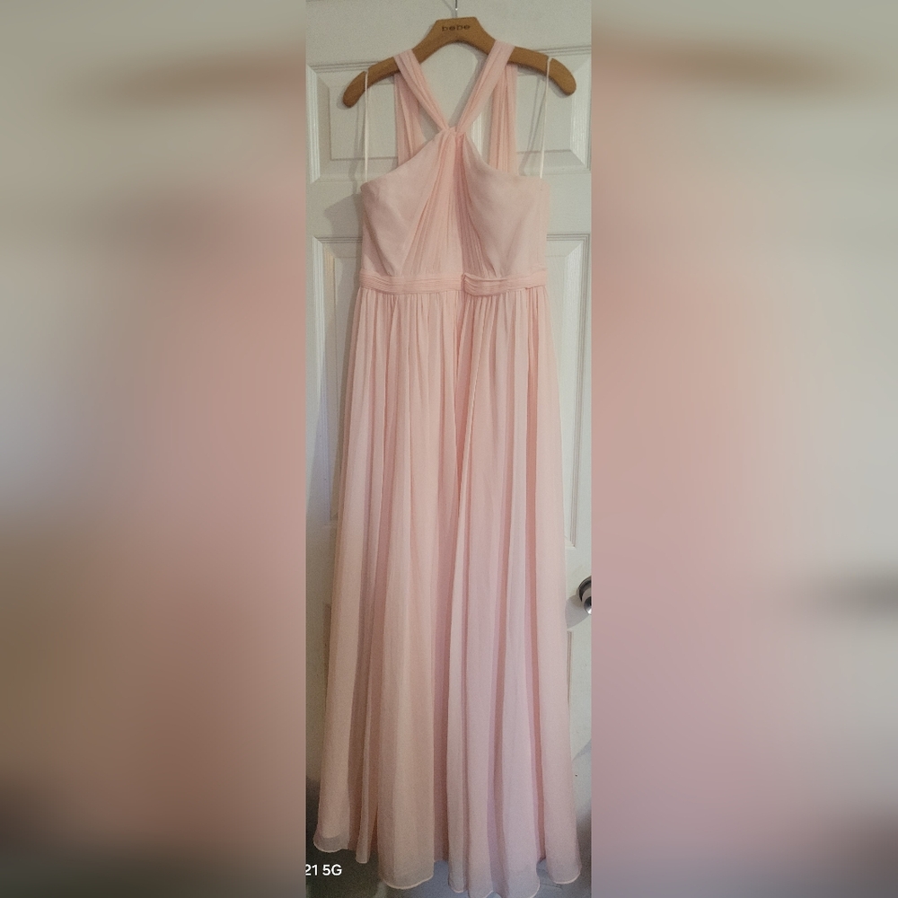 Weddington Way Blush Pink Halter Long Chiffon Evening Gown 'Cora'